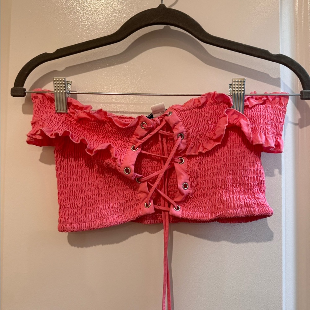 Pink Laced Up Top